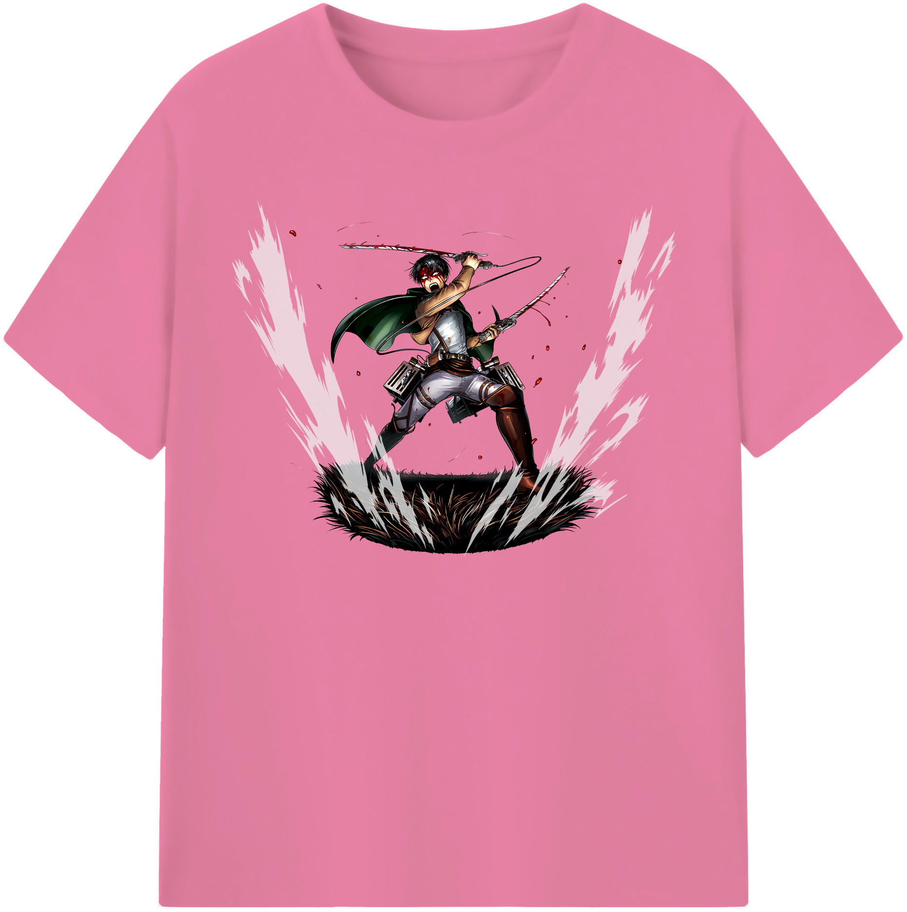 （画像用） 進撃の巨人 リヴァイ·アッカーマン Attack on Titan Levi Ackerman 綿100％半袖Tシャツ（フロントプリント）